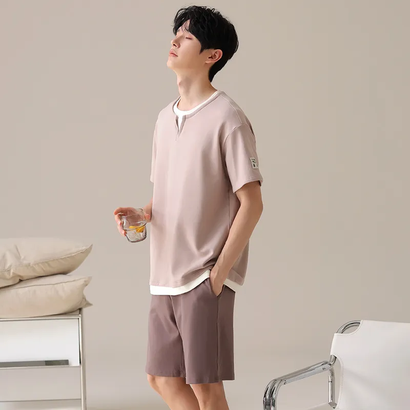 XIAFENYAN Pajama Set Men's Brown-1