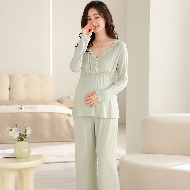 XIAFENYAN Pajama Set Women's Green-6
