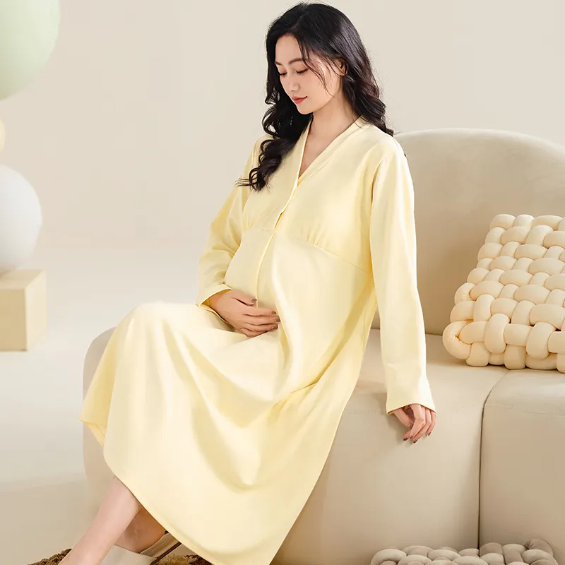 XIAFENYAN Nightgown Women's Yellow-3