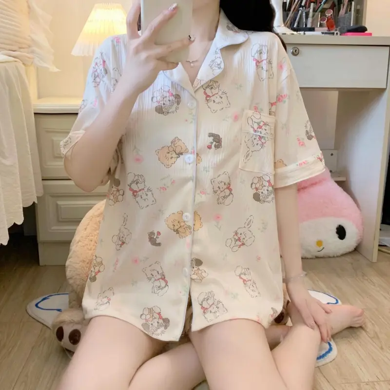 XIAFENYAN Pajama Set Women's Apricot-5