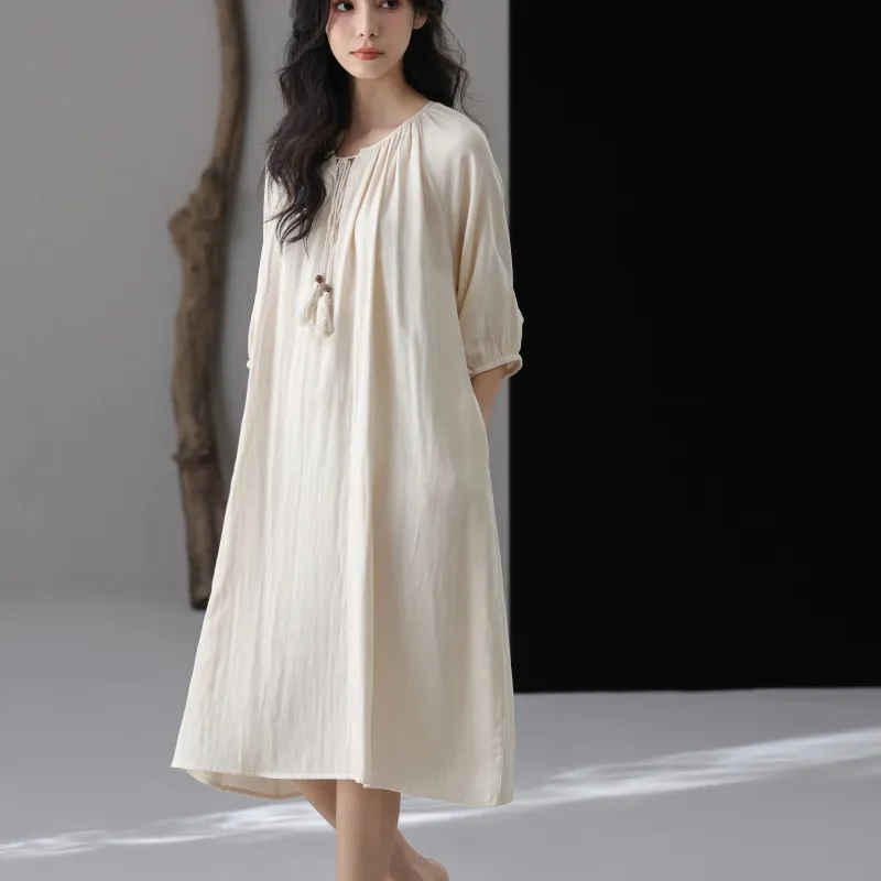 XIAFENYAN Nightgown Women's Apricot-1