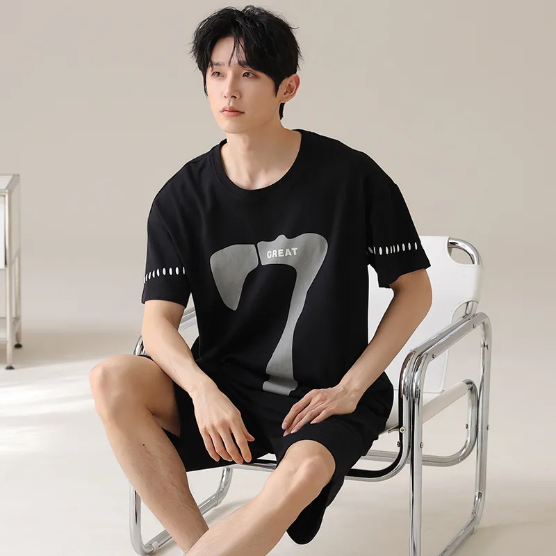 XIAFENYAN Pajama Set Men's Black-3
