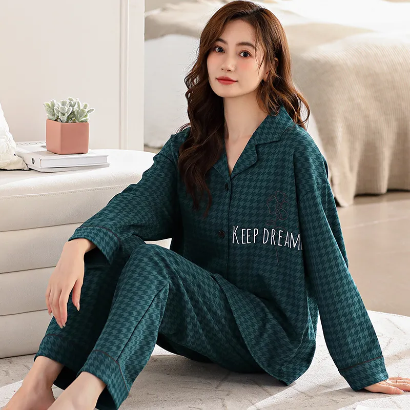 XIAFENYAN Pajama Set Women's Green-4
