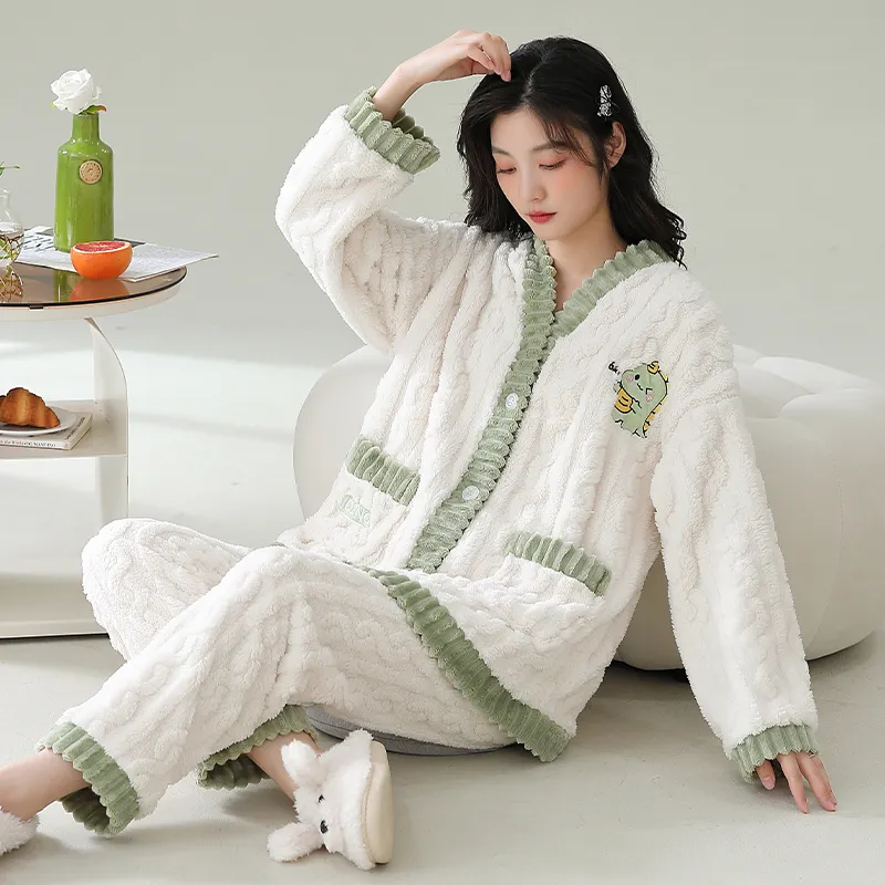 XIAFENYAN Pajama Set Women's Green Apricot-1