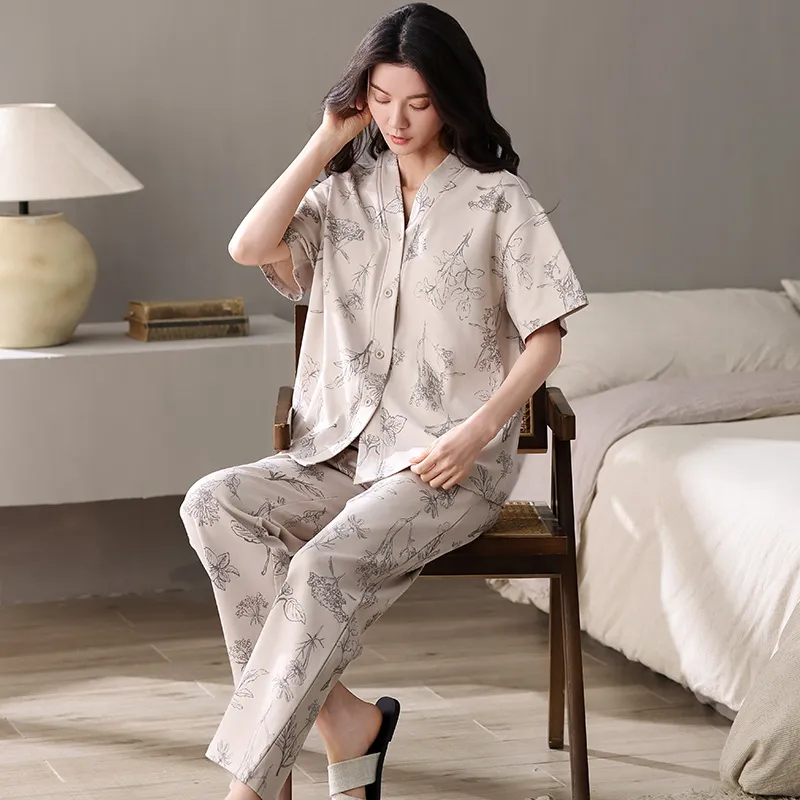 XIAFENYAN Pajama Set Women's Light Brown-4