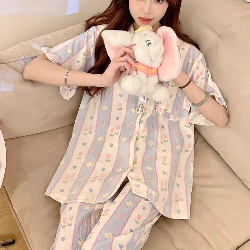XIAFENYAN Pajama Set Women's Light Blue-1