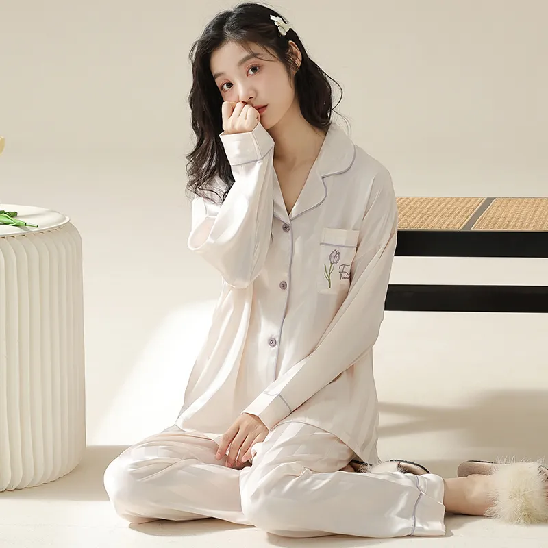 XIAFENYAN Pajama Set Women's Beige-2