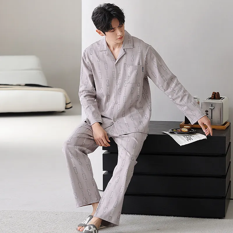 XIAFENYAN Pajama Set Men's Gray-3