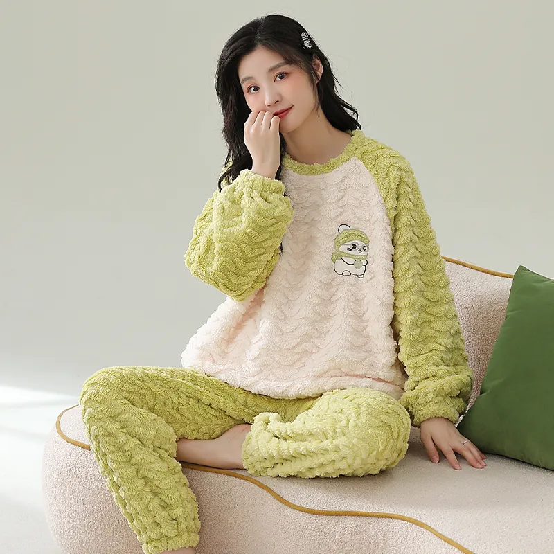 XIAFENYAN Pajama Set Women's Green-4