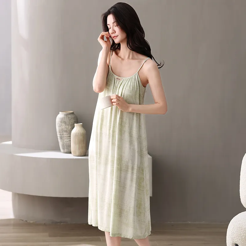 XIAFENYAN Nightgown Women's Green-7