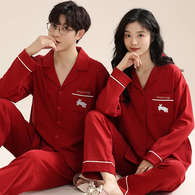 XIAFENYAN Pajama Set Unisex Red-4