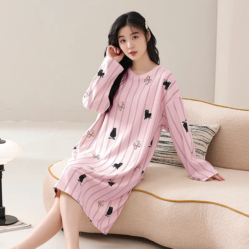 XIAFENYAN Nightgown Women's Pink-5