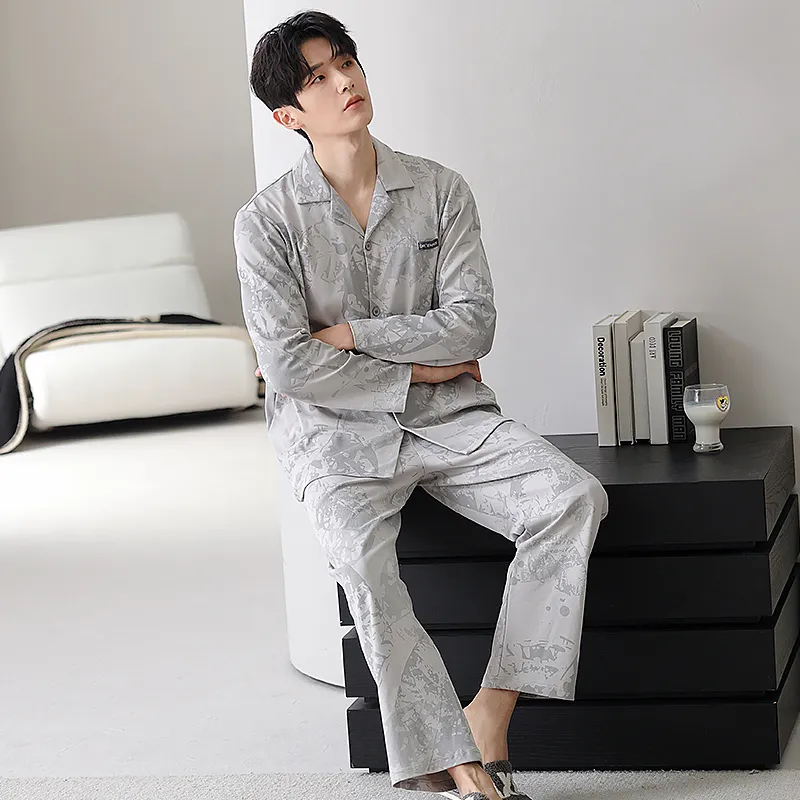 XIAFENYAN Pajama Set Men's Gray-1