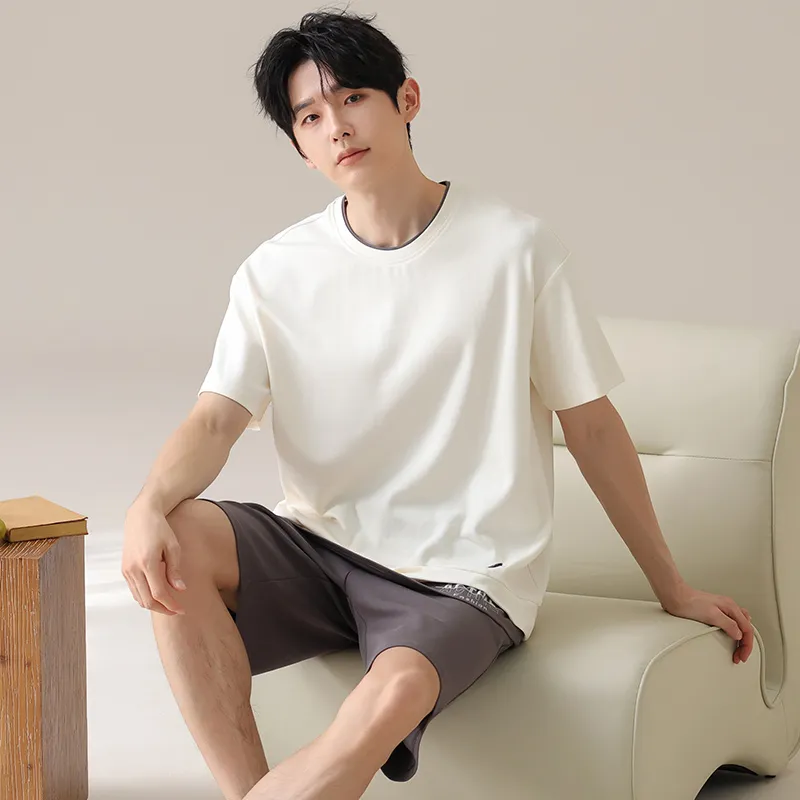 XIAFENYAN Pajama Set Men's Apricot-5