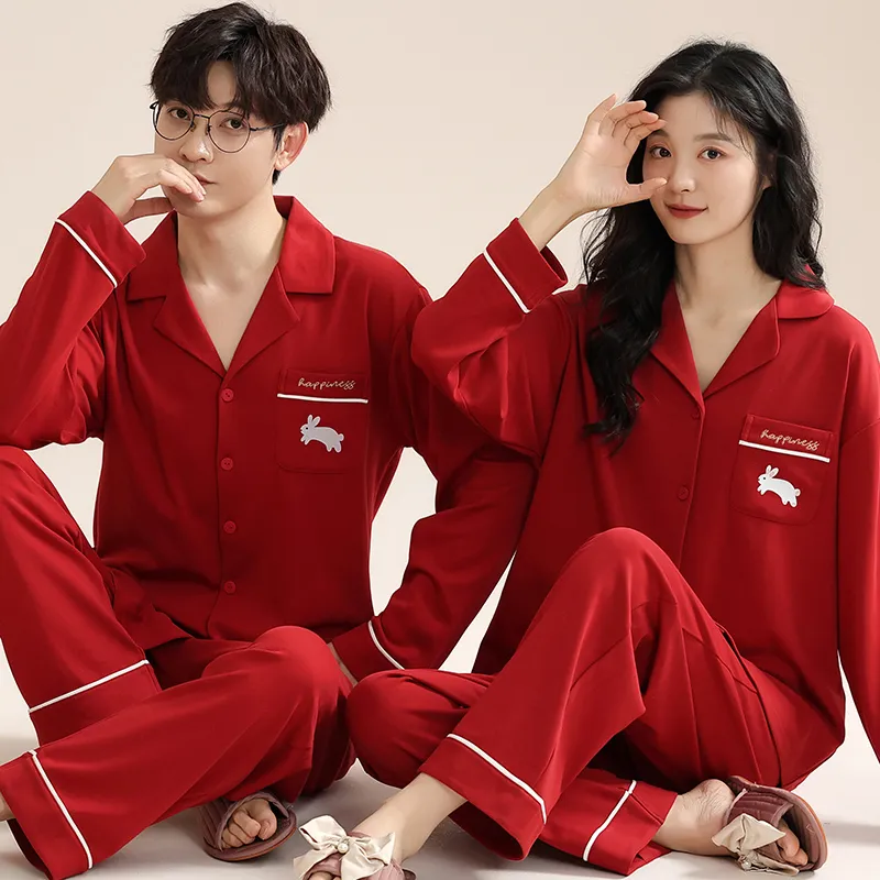 XIAFENYAN Pajama Set Unisex Red-6
