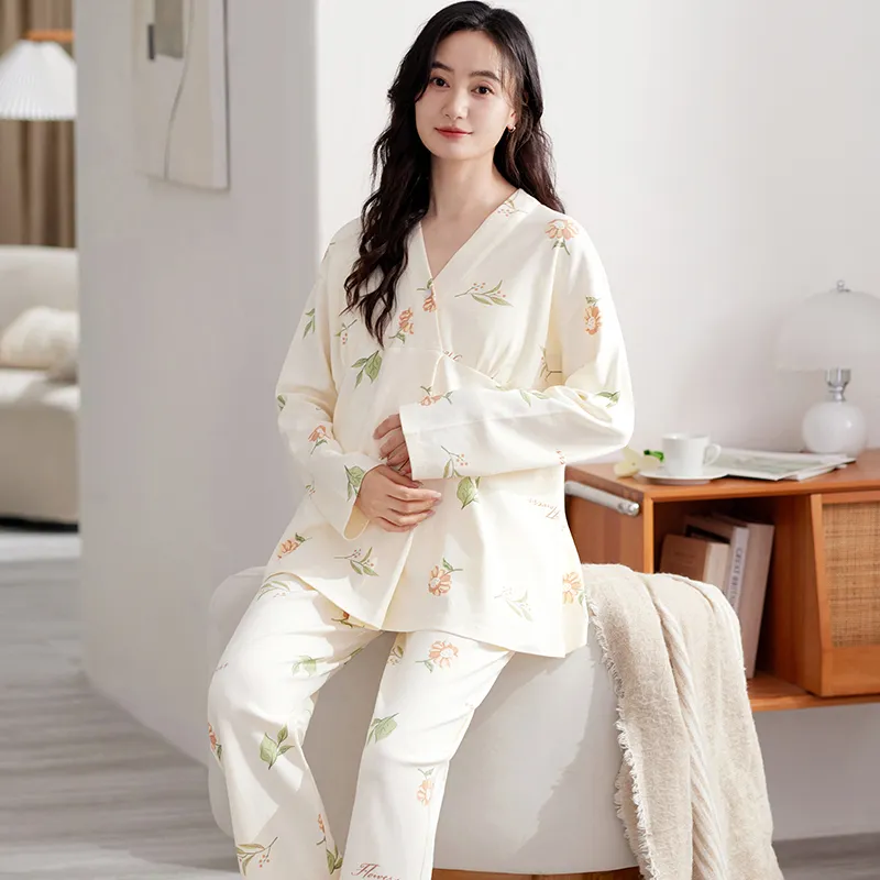 XIAFENYAN Pajama Set Women's Apricot-4