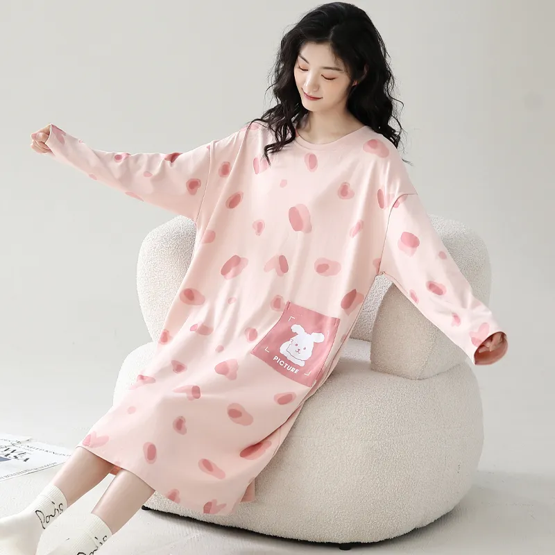 XIAFENYAN Nightgown Women's Pink-7