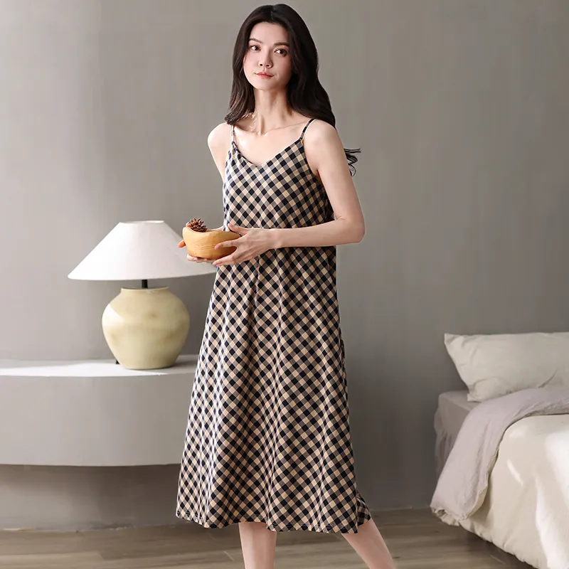 XIAFENYAN Nightgown Women's Khaki-7