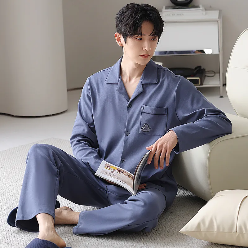 XIAFENYAN Pajama Set Men's Blue-1