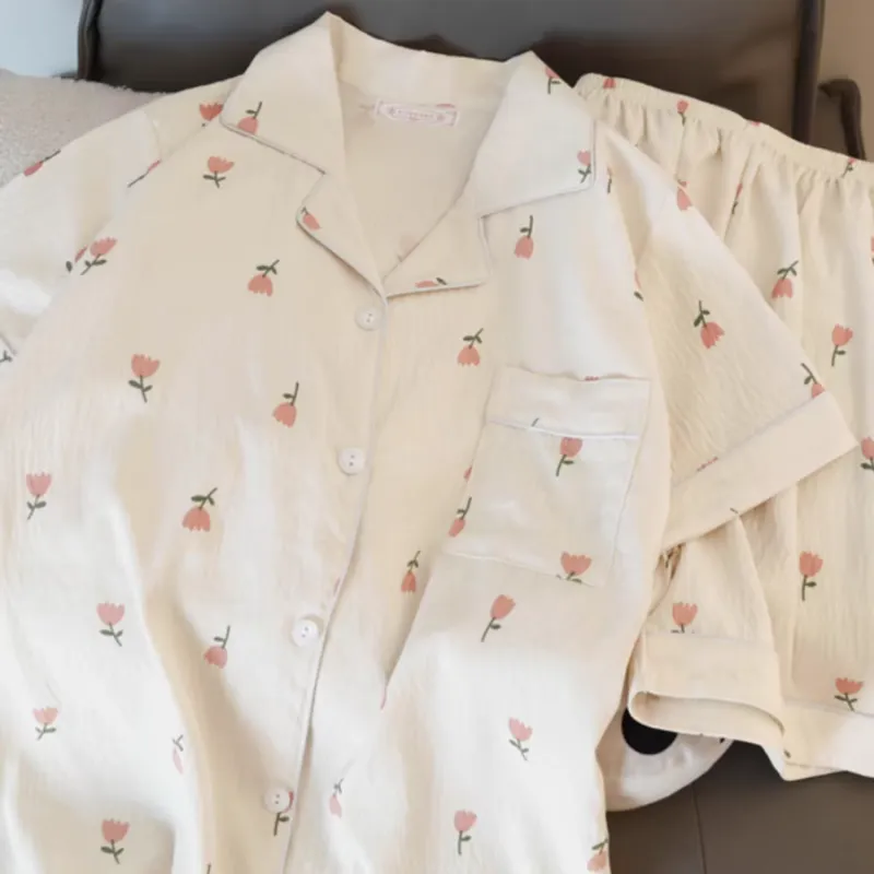 XIAFENYAN Pajama Set Women's Apricot-3