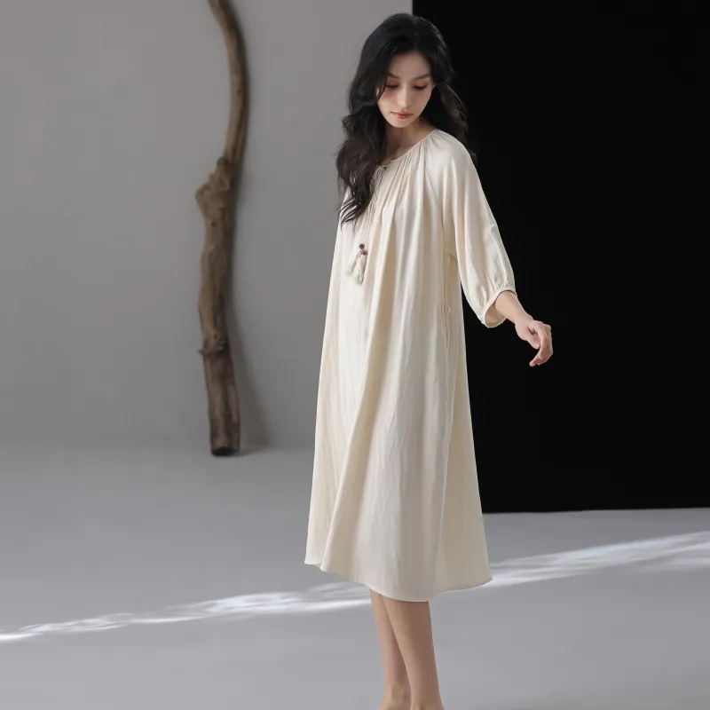XIAFENYAN Nightgown Women's Apricot-2