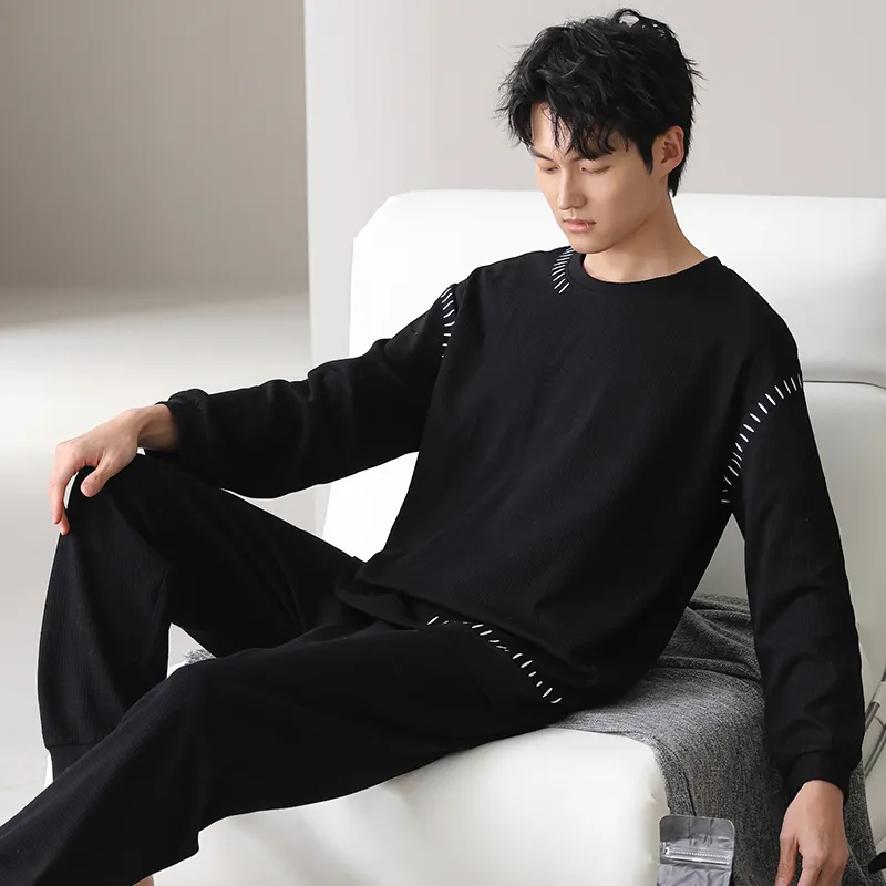 XIAFENYAN Pajama Set Men's 2 Sets Black-7