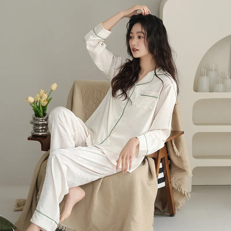 XIAFENYAN Pajama Set Women's Beige-3