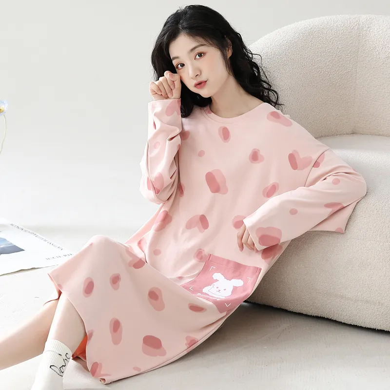 XIAFENYAN Nightgown Women's Pink-2