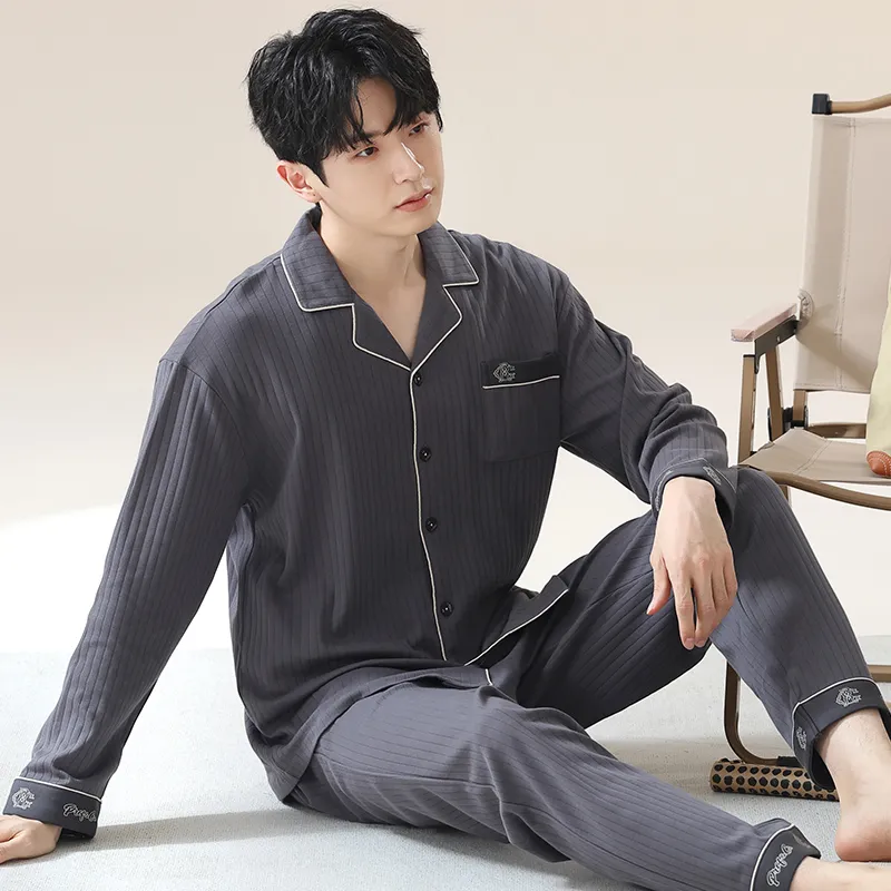 XIAFENYAN Pajama Set Men's Gray-4