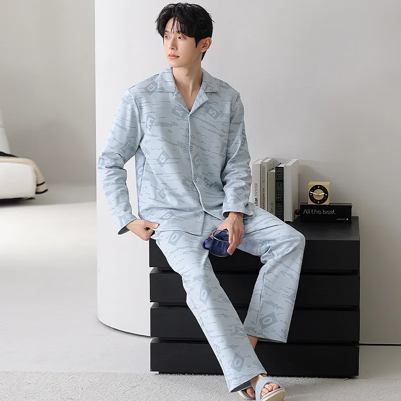XIAFENYAN Pajama Set Men's Blue-1