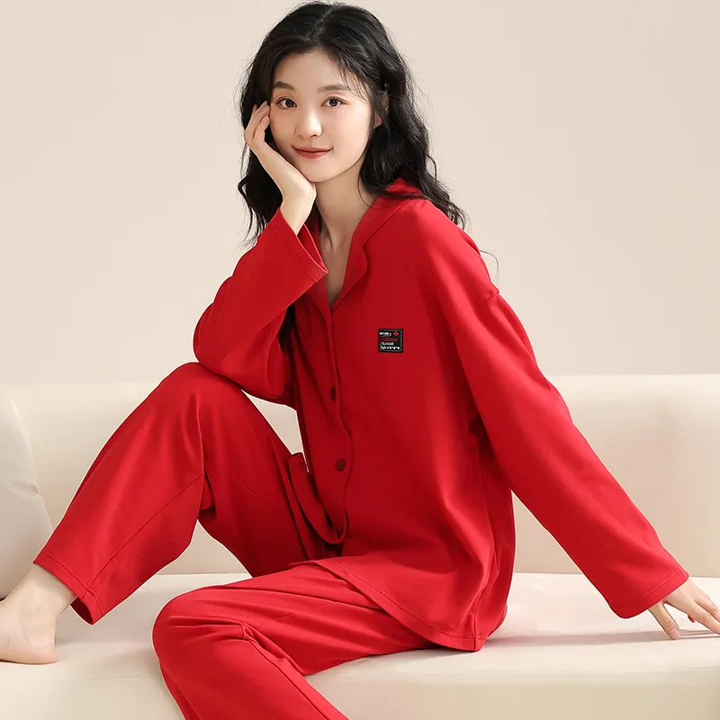 XIAFENYAN Pajama Set Women's Red-4