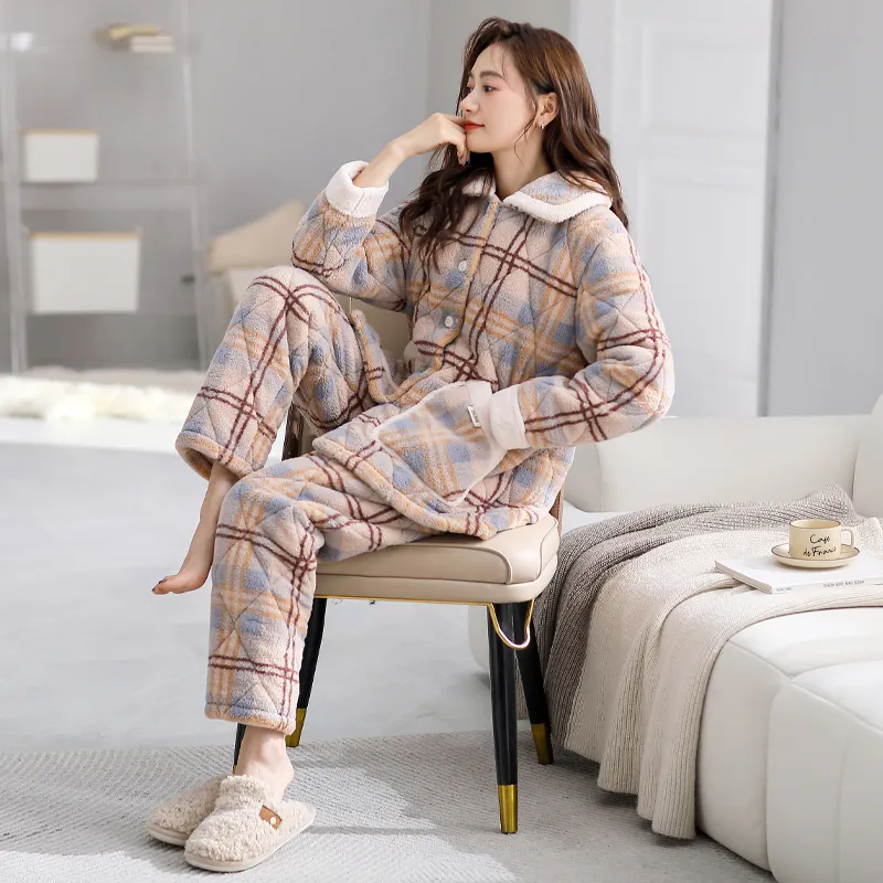 XIAFENYAN Pajama Set Women's Milk Coffee-3