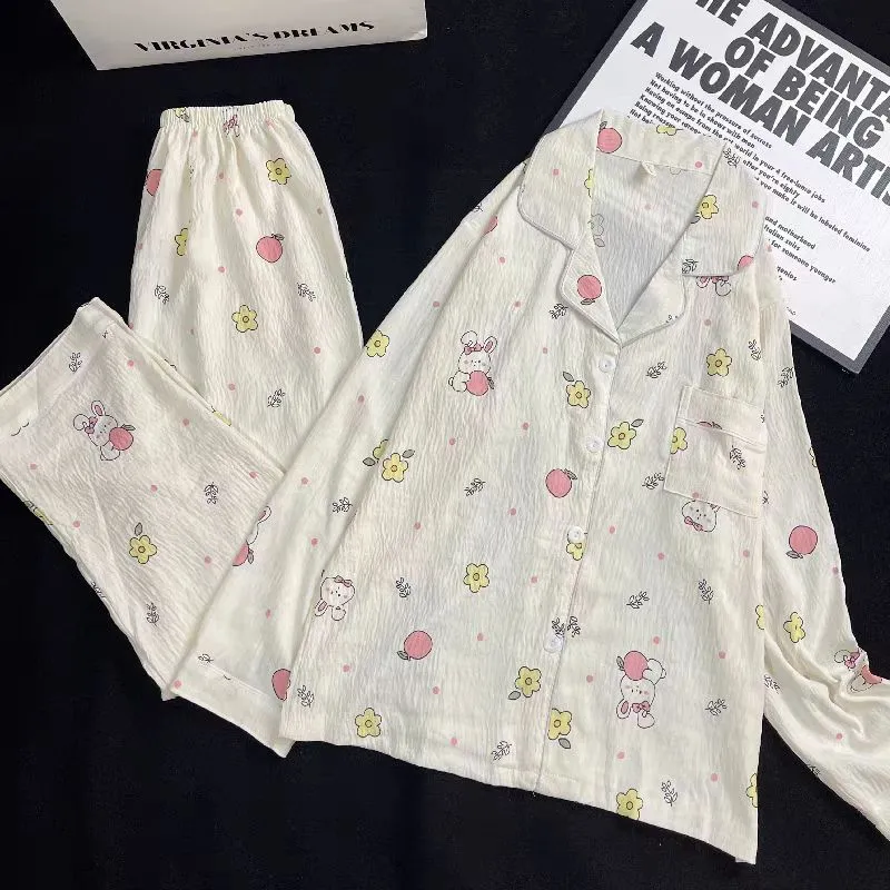 XIAFENYAN Pajama Set Women's Beige Yellow-2