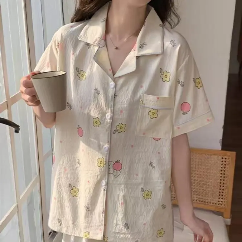 XIAFENYAN Pajama Set Women's Beige Yellow-2