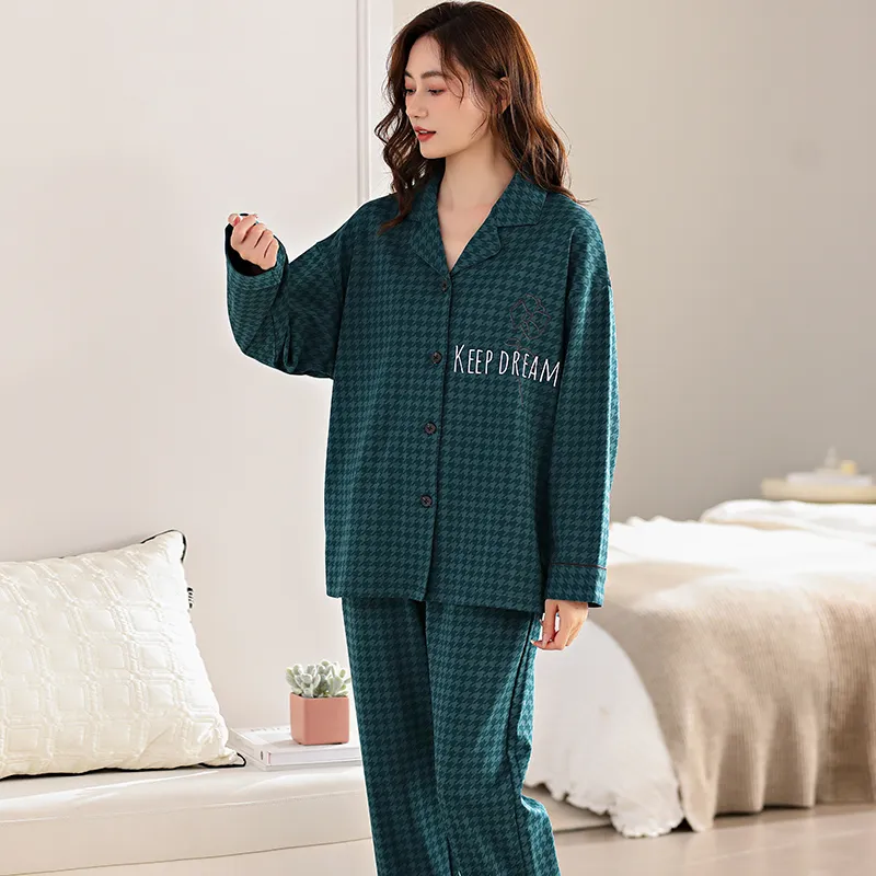 XIAFENYAN Pajama Set Women's Green-7