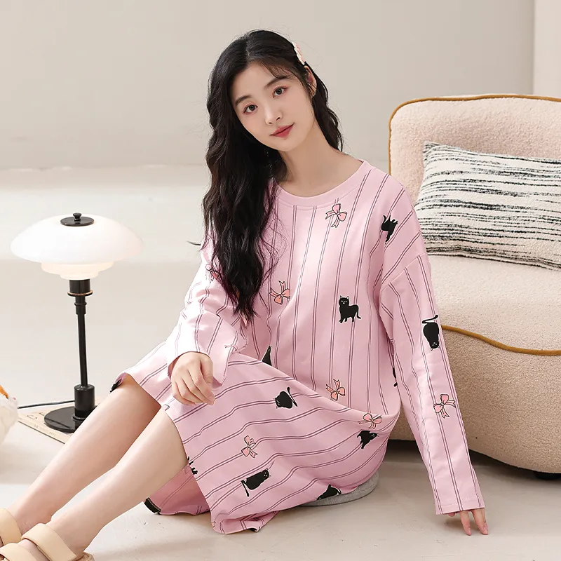 XIAFENYAN Nightgown Women's Pink-3