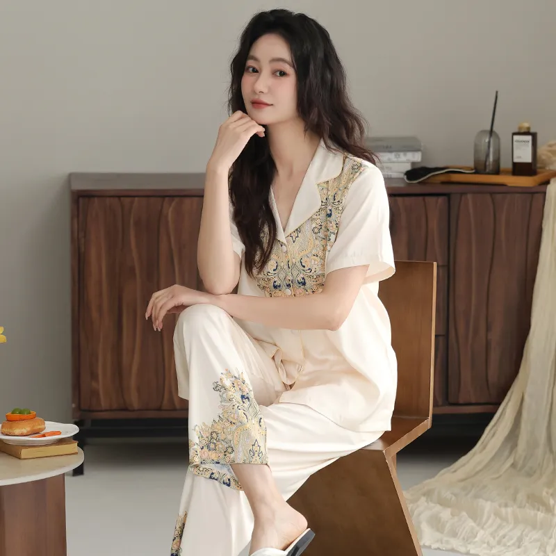 XIAFENYAN Pajama Set Women's Apricot-5