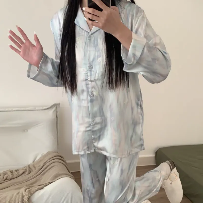 XIAFENYAN Pajama Set Women's Blue-4