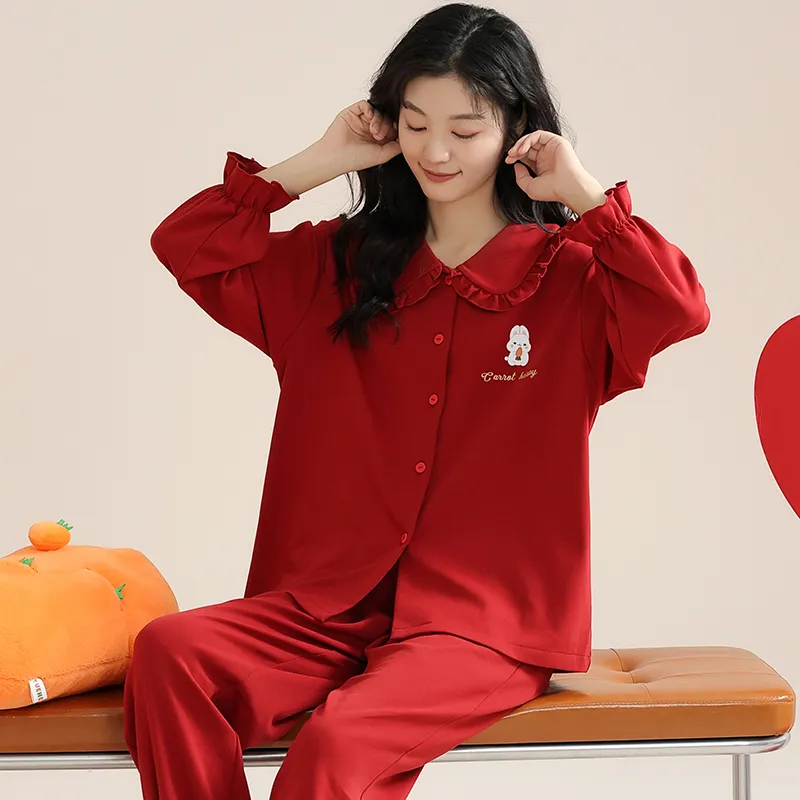 XIAFENYAN Pajama Set Women's Red-3