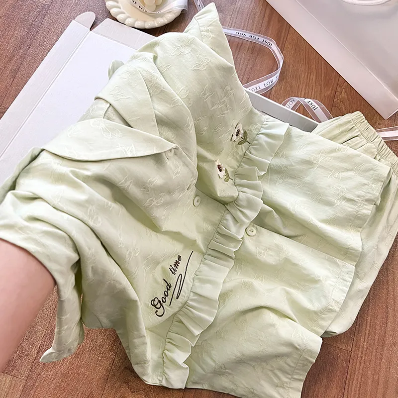 XIAFENYAN Pajama Set Women's Green-5