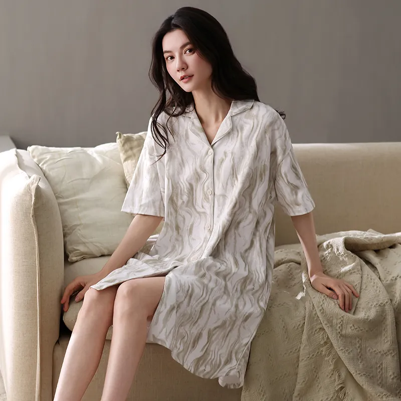 XIAFENYAN Nightgown Women's Apricot-3