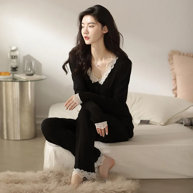XIAFENYAN Pajama Set Women's Black-2