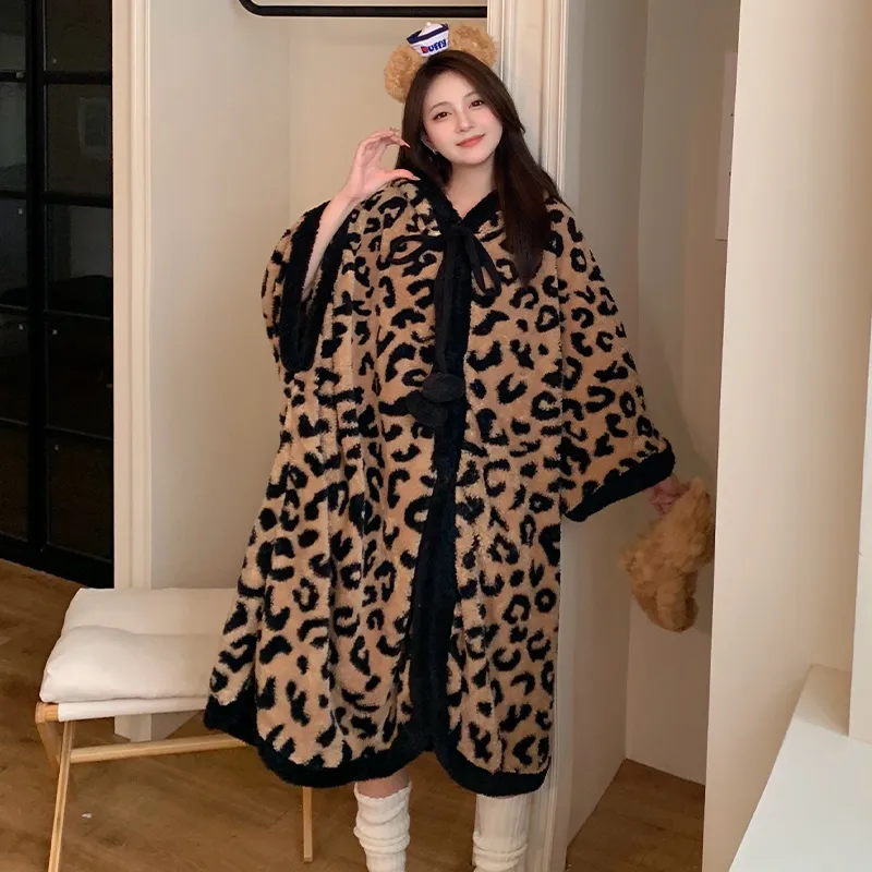 XIAFENYAN Pajama Robe Women's Brown-2