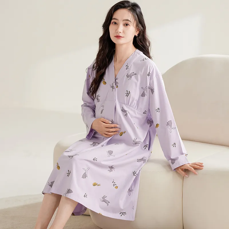 XIAFENYAN Nightgown Women's Purple-4