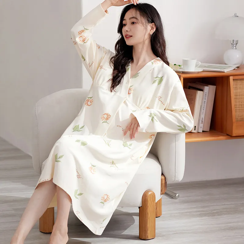 XIAFENYAN Nightgown Women's Apricot-2