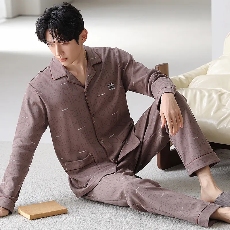 XIAFENYAN Pajama Set Men's Brown-1