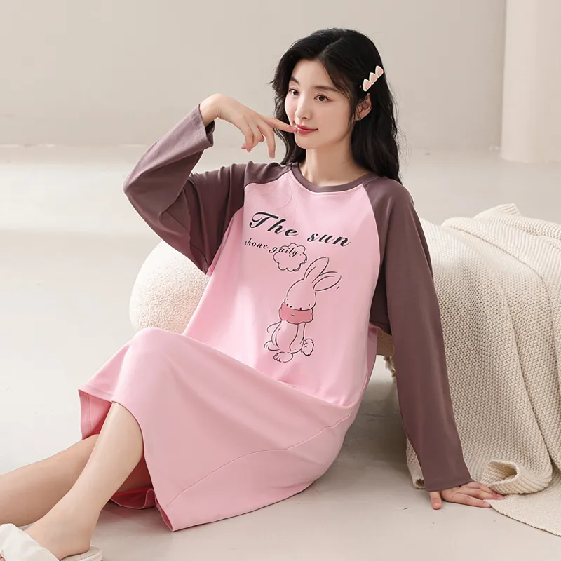 XIAFENYAN Nightgown Women's Pink-2