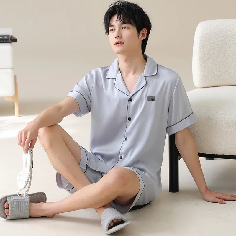 XIAFENYAN Pajama Set Men's Light Blue-3