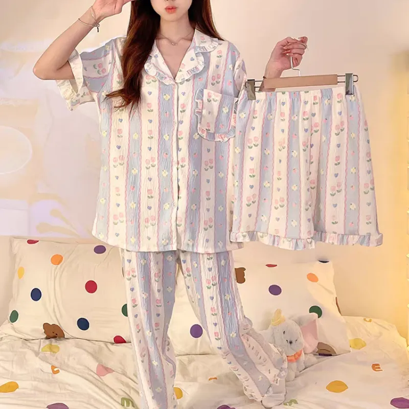 XIAFENYAN Pajama Set Women's Light Blue-3
