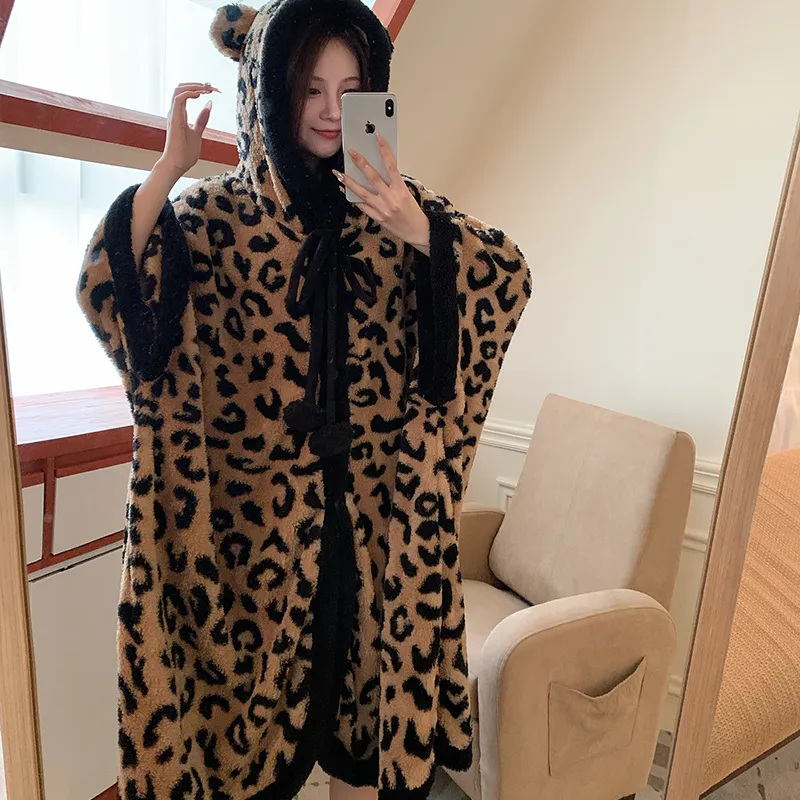 XIAFENYAN Pajama Robe Women's Brown-4